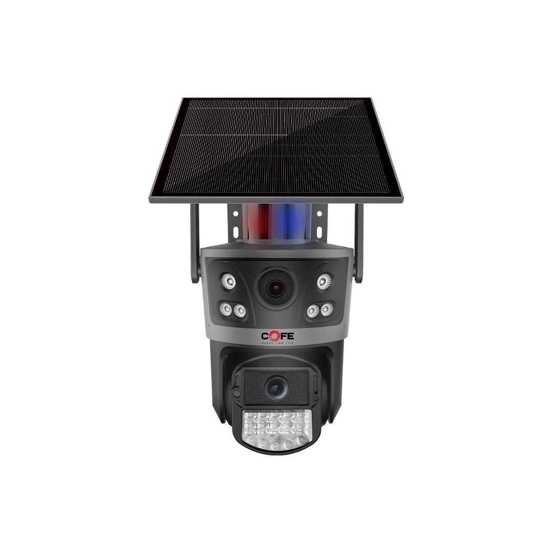 COFE 24x7 Recording WIFI Solar Security Camera, UPTO 15 Days Backup, 6MP Dual Lens PTZ CCTV Camera, 10X Zoom, AI Detection, Color Night Vision & Two-Way Audio