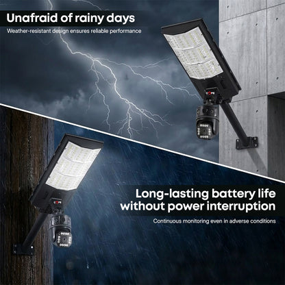 COFE 4G 2-in-1 Solar Street Light Camera Outdoor, Dual Lens PTZ Wireless Security Cam, Two-Way Audio, Motion Detection, Night Vision, IP66 Waterproof, Home Surveillance System